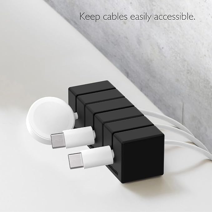 Function101 Weighted Magnetic Cable Blocks – Non-Adhesive Anchors for Cable Organization – Weighted Cord Holders & Accessory Organizer – Durable Magnetic Accessories for Office Use (Black, Pack of 3)