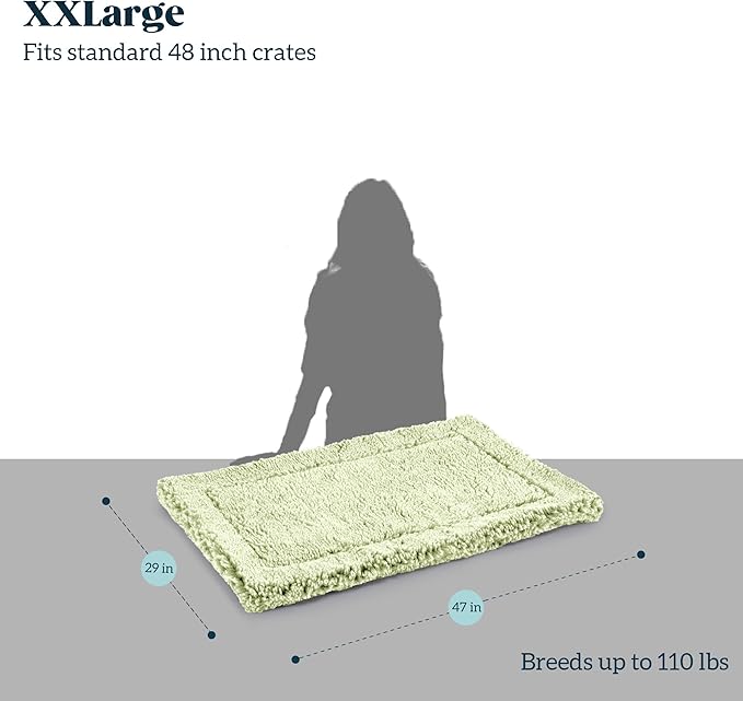 Stoutwool Indestructible Dog Bed - Fluffy Chew Proof Dog Crate Pad - Tough Kennel Pad for Aggressive Chewers - Ideal for Extra Large Breeds & Fits 48-Inch Crate - 47"x29", Gleam