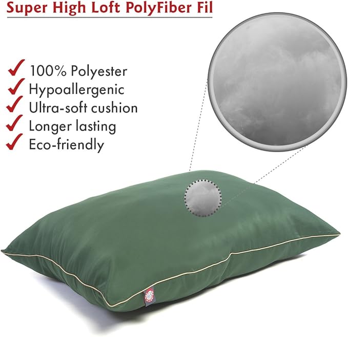 Majestic Pet Rectangle Medium Dog Bed Washable – Non Slip Comfy Pet Bed – Super Value Crate Pet Pillow – Puppy Kennel for Sleeping - Medium Breed 35 x 28 Inch – Solid Green