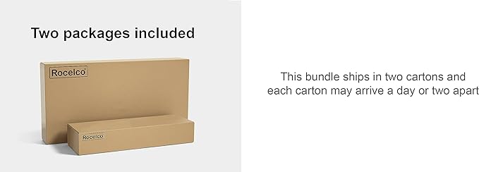 Rocelco 46" Height Adjustable Corner Standing Desk Converter with Dual Monitor Stand Bundle - Sit Stand Up Computer Workstation Riser - Extra Large Keyboard Tray - Teak Wood Grain (R CADRT-46-DMS)