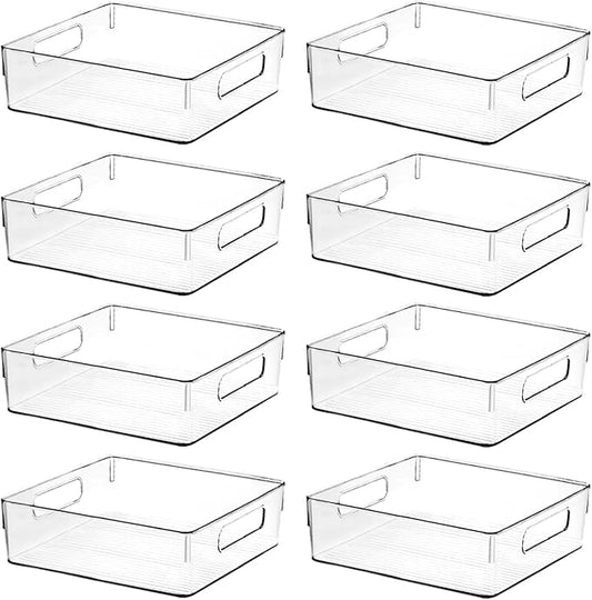 Clear Plastic Storage Bins, Home Bathroom Laundry Room Freezer Refrigerator Pantry Organizers and Storage Containers Fridge Organizer Bins Kitchen Organization Cabinet Medicine Bin for organizing