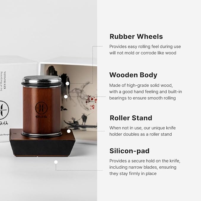 Rolling Knife Sharpener - EXTRA FINE Whetstone Knife Sharpener Roller - EASY TO USE - Rolling Sharpener for Knives with Magnetic Knife Holder - Knife Sharpening Kit knife sharpener stone