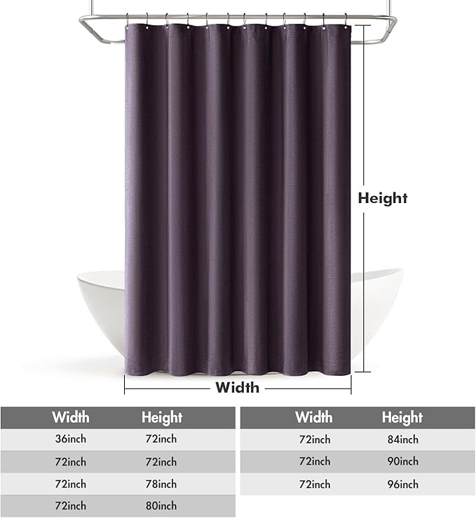 MIULEE Extra Long Linen Shower Curtain 84 Inch Long with 12 Metal Hooks Washable Heavy Fabric Curtain Set Waterproof Thick Cloth Shower Curtains for Bathroom Hotel Bathtub,72 x 84,Purple