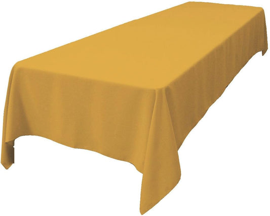 LA Linen Polyester Poplin Washable Rectangular Tablecloth, Stain and Wrinkle Resistant Table Cover 60x108, Fabric Table Cloth for Dinning, Kitchen, Party, Holiday 60 by 108-Inch, Gold