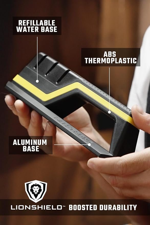 DALSTRONG Hornet Kitchen Knife Sharpener - All Purpose Sharpener Refillable Water Reservoir - Aluminum Alloy & Premium ABS - #180 Coarse, #400 Medium, #600 Fine Ceramic Wheels Sharpening Whetstones