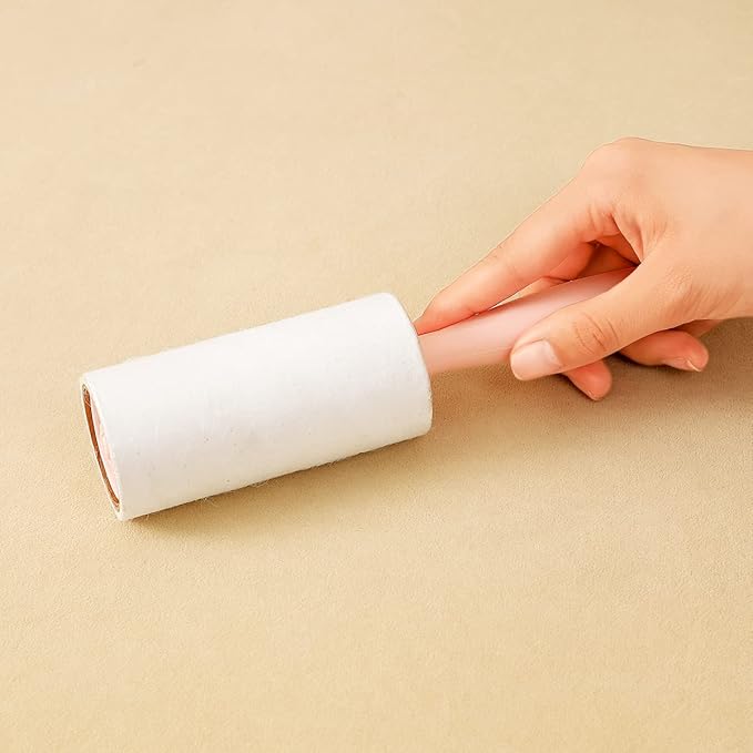 Pet Hair Lint Roller Extra Sticky Lint Remover for Clothing Furniture Carpet Couch 4 Rollers with 2 Handles (Pink/Green Handles & 4 Refills)