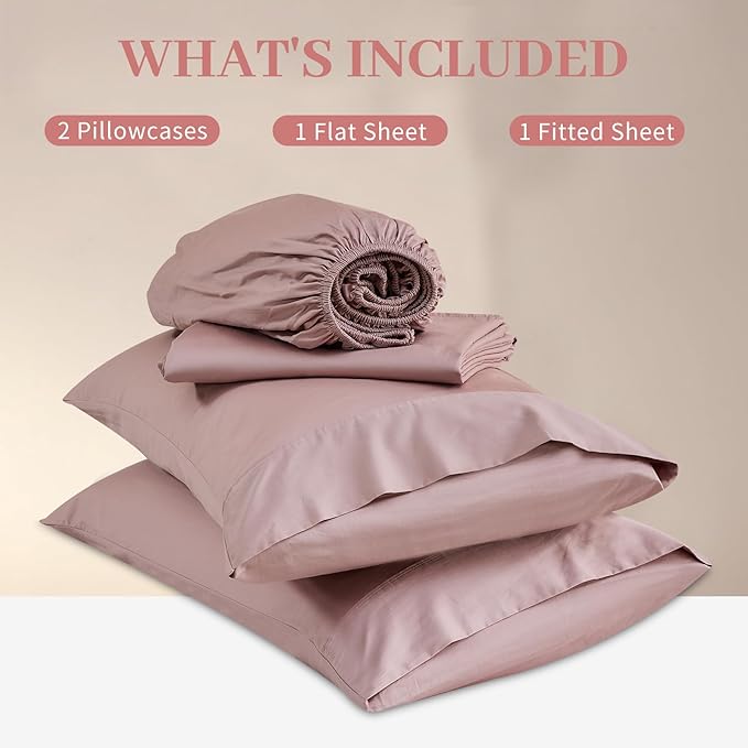 Bedlifes Deep Pocket Sheets 18-24 Inch, California King Size Egyptian Cotton 1000 Thread Count, 4-Piece - Fits Extra Thick Mattresses, Cooling & Breathable (Light Pink)