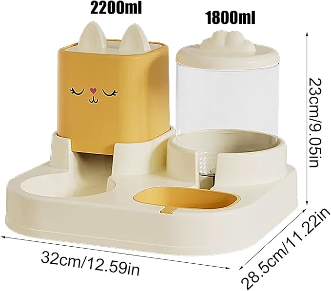 Automatic Dog Feeder and Water,Large Capacity Dog Food Container Water Dispenser - Automatic Pet Feeder Double Bowls, Dry and Wet Separation Feeding Station for Dogs Cats