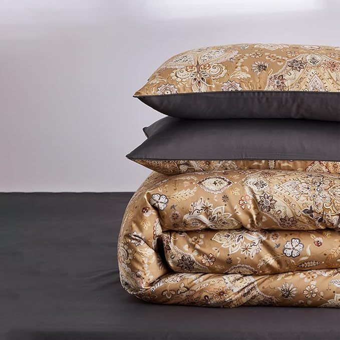 Cupocupa Duvet Cover Set;Duvet Cover Full Bedding Set Fluffy Boho Duvet Cover Set Paisley Floral Bedding Collection Duvet Cover with Pillowcases