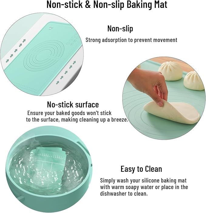 Silicone Baking Mat, 24"X16" Extra Large Non-stick Silicone Mat With High Edge, Food Grade Silicone Dough Rolling Mat For Making Cookies, Macarons, Multipurpose Mat, Countertop Mat, Placemat