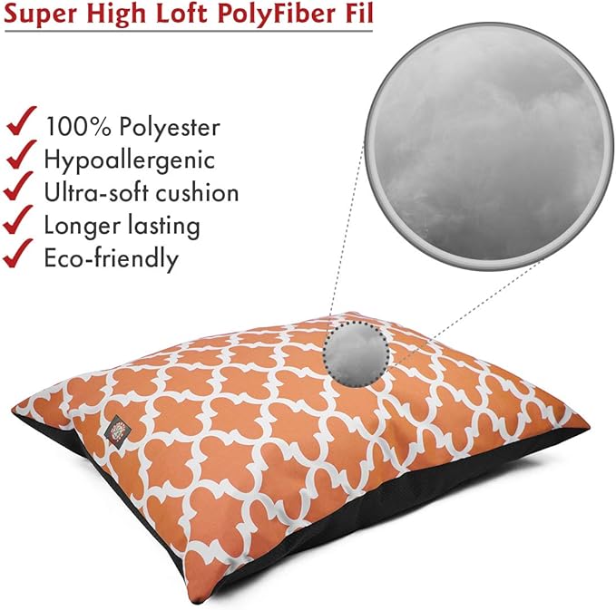 Majestic Pet Rectangle Medium Dog Bed Washable – Non Slip Comfy Pet Bed – Dog Crate Bed Super Value Pillow Dog Bed – Dog Kennel Bed for Sleeping - Dog Bed Medium Breed 35 x 28 Inch – Trellis Orange