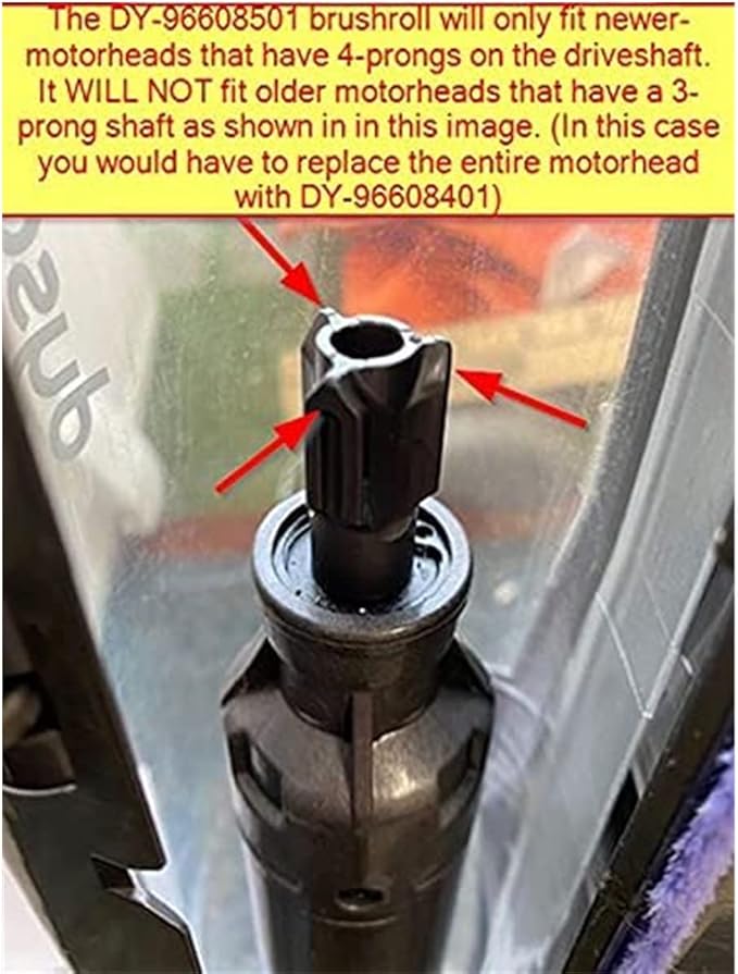 Brush Roller for Dyson V6 Vacuum Cleaner 966084-01 Replacement Bar Assembly, Compared to Part 966821-01 (4 Prong Drive & No Screw)