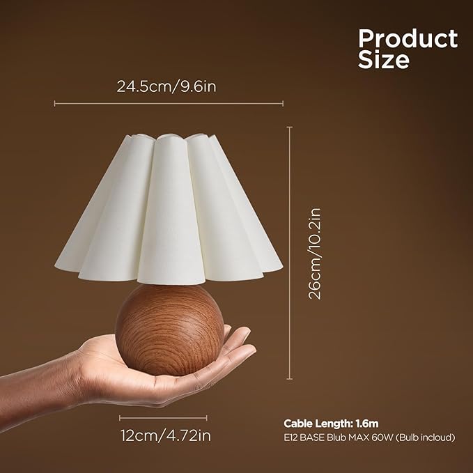 KUNJOULAM Cute Small Table Lamp, Modern Bedside Nightstand Lamp with Beige Lampshade, Metal Base for Bedroom Home Office Decor (Without Buld