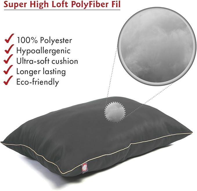 Majestic Pet Rectangle Large Dog Bed Washable – Non Slip Comfy Pet Bed – Dog Crate Bed Super Value Pillow Dog Bed – Dog Kennel Bed for Sleeping - Dog Bed Large Breed 46 x 35 Inch – Solid Gray