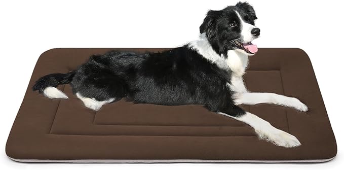 JoicyCo Dog Bed Soft Dog Crate Bed Pad Mat, 36 in Non Slip Bottom Washable Beds for Medium and Large Dogs, Pet Bed Mattress Kennel Pad, Dark Brown