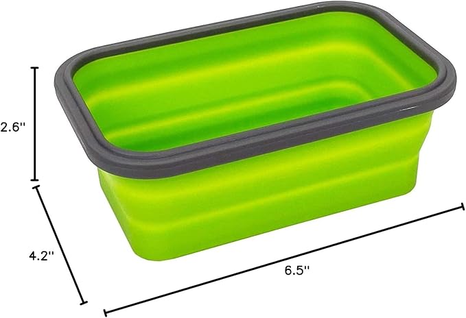 CARTINTS Set of 3 Collapsible Food Storage Containers with Lids, Collapsible Silicone Bowls, Silicone Lunch Containers, For Meal Prep, Camping, Travel, Microwave and Freezer Safe,500ml,Green