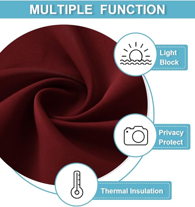 RYB HOME Kitchen Curtains 45 inch Length 2 Panels Set, Privacy Assured Drapes Room Darkening Small Window Treatment for Cafe Bathroom, W29 x L45 inch, Burgundy Red