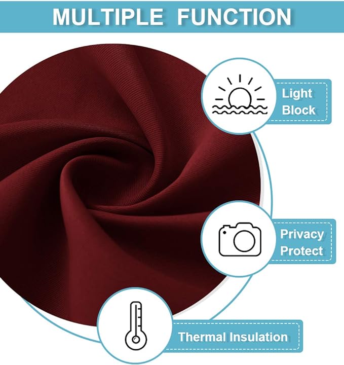 RYB HOME Blackout Curtains 84 inches Long 2 Panels Set for Living Room, Thermal Insulating Privacy Curtains & Drapes for Doorway Temporary Door Alternative Accordion Door, W 42 x L 84, Burgundy Red