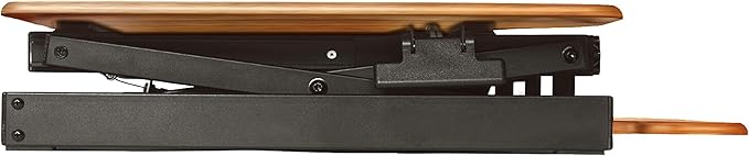 Rocelco 46" Height Adjustable Corner Standing Desk Converter with Dual Monitor Stand Bundle - Sit Stand Up Computer Workstation Riser - Extra Large Keyboard Tray - Teak Wood Grain (R CADRT-46-DMS)