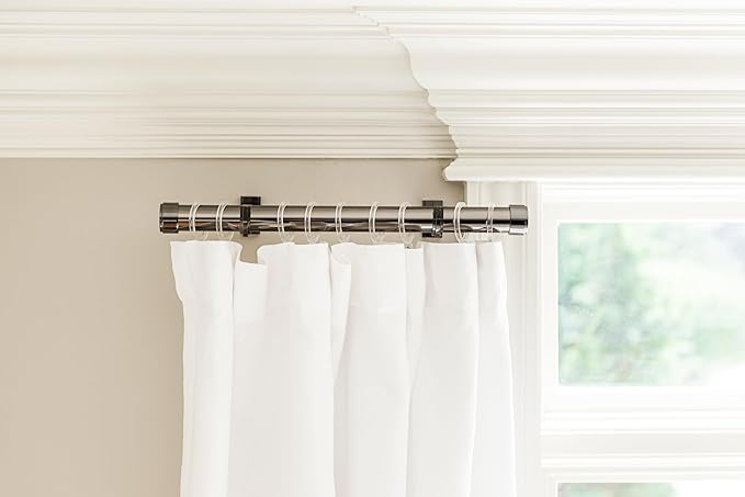 BlastHome® Luxury Curtain Rings - Premium Metal with Quiet, Smooth Nylon Inserts - Pinhooks and Clips Included - 1 1/2" Inside Diameter - 9 Rings for One Standard Curtain - Clear Acrylic