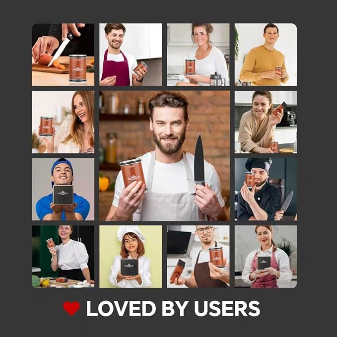 The Innovative Knife Sharpener - Patented Multi-Angle Premium Rolling Knife Sharpener with Extra Replacement Head for Chef's, Fruit, and All Steel Knives (Brown)