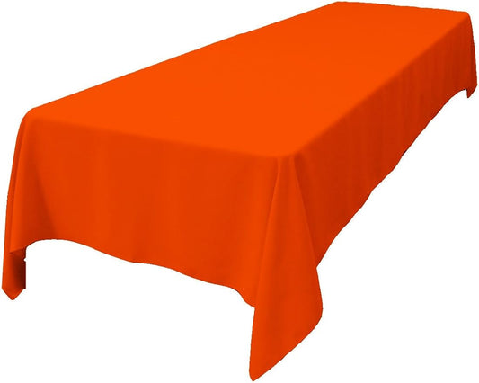 LA Linen Polyester Poplin Washable Rectangular Tablecloth, Stain and Wrinkle Resistant Table Cover 60x108, Fabric Table Cloth for Dinning, Kitchen, Party, Holiday 60 by 108-Inch, Orange