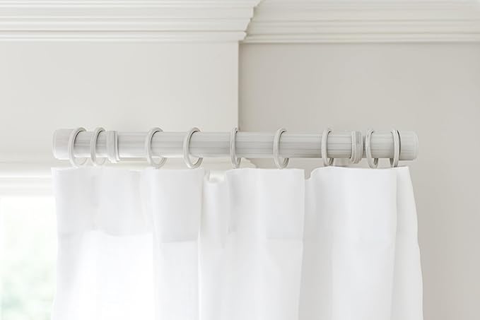 BlastHome® Luxury Curtain Rings – Premium Metal with Quiet, Smooth Nylon Inserts – Pinhooks and Clips Included – 1 1/2" Inside Diameter – 18 Rings for Two Standard Curtains – Brushed White