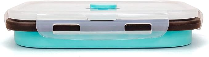 CARTINTS Set of 3 Collapsible Food Storage Containers with Lids, Collapsible Silicone Bowls, Silicone Lunch Containers, For Meal Prep, Camping, Travel, Microwave and Freezer Safe,500ml,Blue