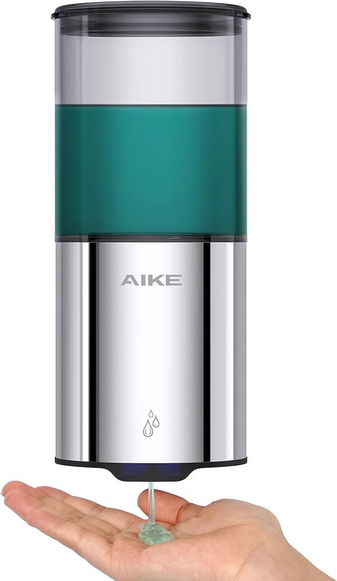 AIKE Automatic Soap Dispenser Wall Mounted for Kitchen and Bathroom, IPX7 Waterproof with Polished Stainless Steel Finish 13.5fl.oz.for Liquid Soap