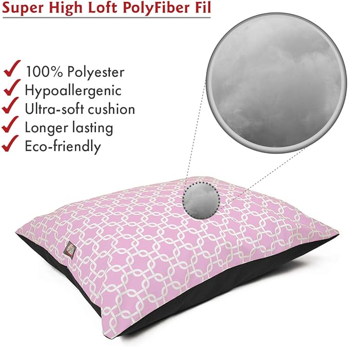 Majestic Pet Rectangle Large Dog Bed Washable – Non Slip Comfy Pet Bed – Dog Crate Bed Super Value Pillow Dog Bed – Dog Kennel Bed for Sleeping - Dog Bed Large Breed 46 x 35 Inch – Links Pink