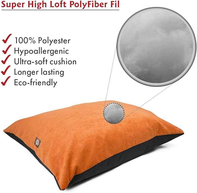 Majestic Pet Rectangle Medium Dog Bed Washable – Non Slip Comfy Pet Bed – Dog Crate Bed Super Value Pillow Dog Bed – Dog Kennel Bed for Sleeping - Dog Bed Medium Breed 35 x 28 Inch – Villa Orange