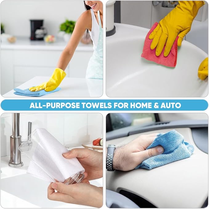 AIDEA Microfiber Cleaning Cloth 330 Sheets(6 Roll), Microfiiber Cloth for Cleaning Car, Reusable Paper Towels, Red Shop Rags Microfiber Towels for Automotive, Mechanic, Workshops, House-11×9"