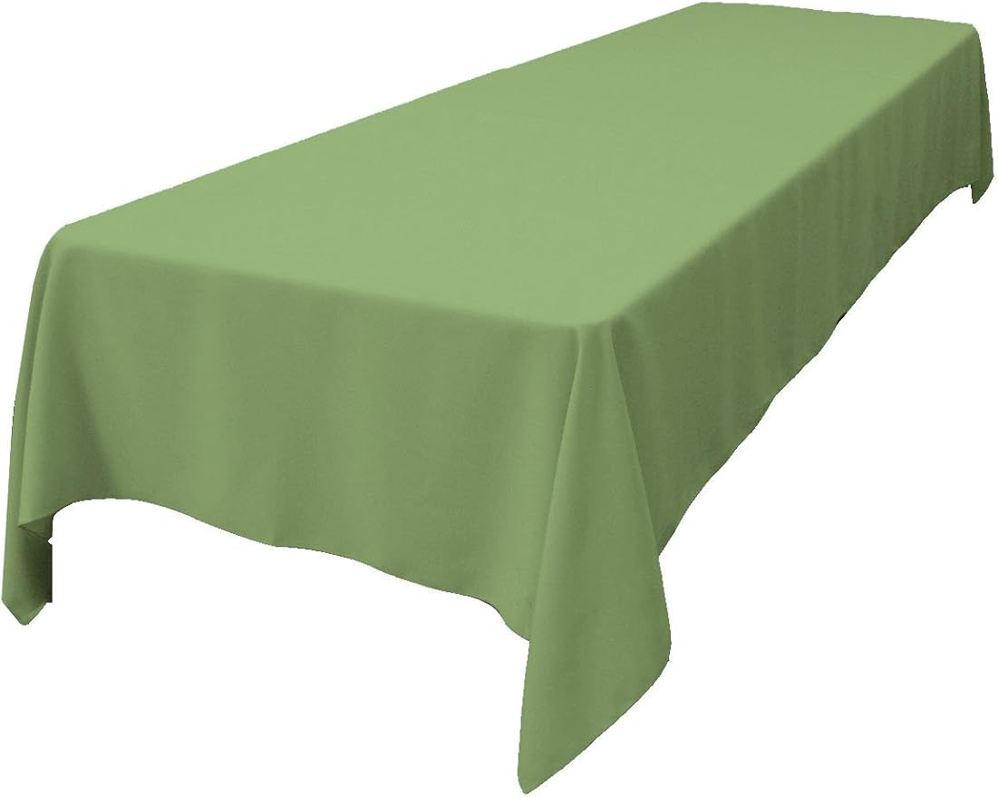 LA Linen Polyester Poplin Washable Rectangular Tablecloth, Stain and Wrinkle Resistant Table Cover 60x108, Fabric Table Cloth for Dinning, Kitchen, Party, Holiday 60 by 108-Inch, Sage
