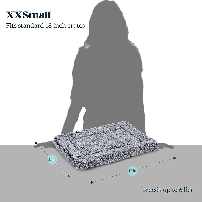 Stoutwool Indestructible Dog Bed - Fluffy Chew Proof Dog Crate Pad - Tough Kennel Pad for Aggressive Chewers - Washable, Ideal for Toy Breeds & Fits 18-Inch Crate - 17"x11", Charcoal