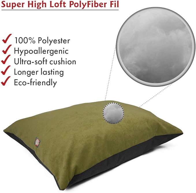 Majestic Pet Rectangle Medium Dog Bed - Washable Non Slip Comfy Crate Kennel Bed - Super Value Pillow - Medium Breed 35 x 28 Inch - Villa Fern