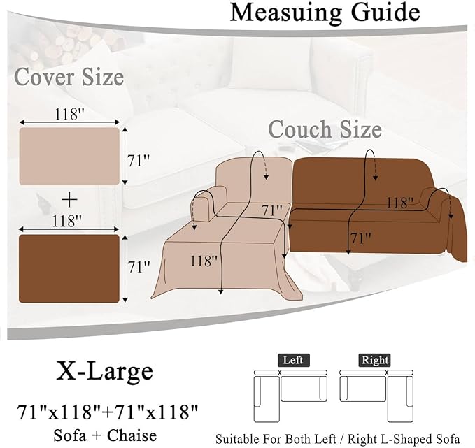 ALIECOM Sectional Couch Covers L Shape Sectional Sofa Cover for Dogs 2 Piece Thick Chenille L Shaped Couch Cover Blanket Chaise Sofa Slipcovers Pet Furniture Protector Washable (X-Large, Air Grey)