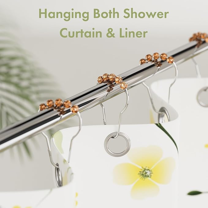 Amazer Shower Curtain Hooks, Decorative Shower Curtain Hooks, Amber Shower Curtain Rings Rustproof Stainless Steel Shower Hooks for Shower Curtain Liner Shower Rod Hook 12pcs
