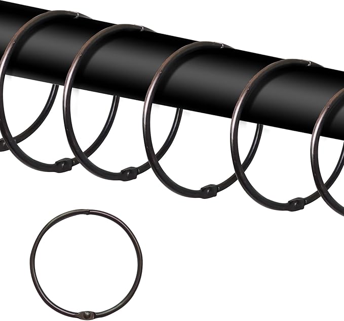 UNCONSIL 24 Pack Shower Curtain Rings, Rust Proof, ORB, Zinc Alloy, 2 Inch, Circular, Decorative, Loose Leaf Rings
