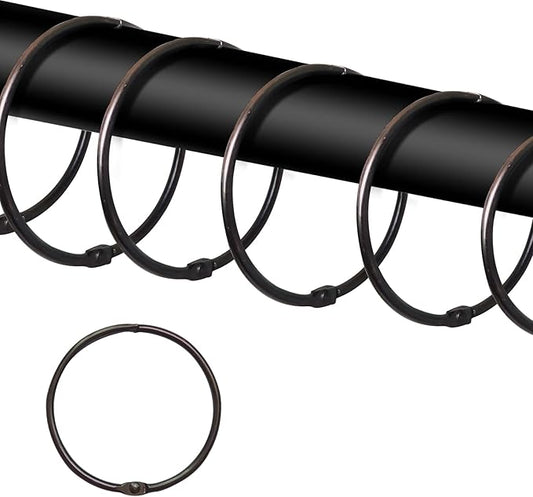 UNCONSIL 24 Pack Shower Curtain Rings, Rust Proof, ORB, Zinc Alloy, 2 Inch, Circular, Decorative, Loose Leaf Rings