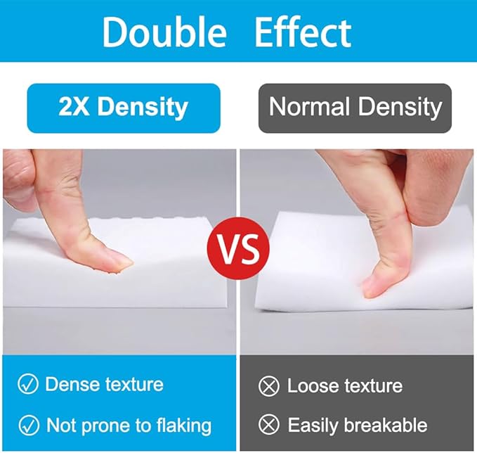 Magic Cleaning Erasers, Kitchen Sponge 10 Pack 2X Density Melamine Sponge Foam Pads, Multi-Functional Car Cleaning Supplies Cleaner for Kitchen, Bathroom, Shower, Window, Wall Cleaner