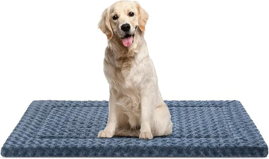 Dog Bed Mat Washable Reversible Dog Crate Pad Soft Fluffy Pet Kennel Beds with Anti-Slip Bottom Dog Cat Sleeping Mattress for Extra Large Dogs, 47x29x1.5 Inch, Gray