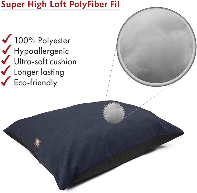 Majestic Pet Rectangle Medium Dog Bed Washable – Non Slip Comfy Pet Bed – Dog Crate Bed Super Value Pillow Dog Bed – Dog Kennel Bed for Sleeping - Dog Bed Medium Breed 35 x 28 Inch – Villa Navy