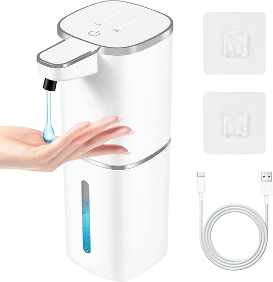 Automatic Liquid Soap Dispenser,Touchless Soap Dispenser,13.5oz/400ml Rechargeable Wall Mounted Smart Dispenser for Bathroom Kitchen,Easy for Toddlers(White)