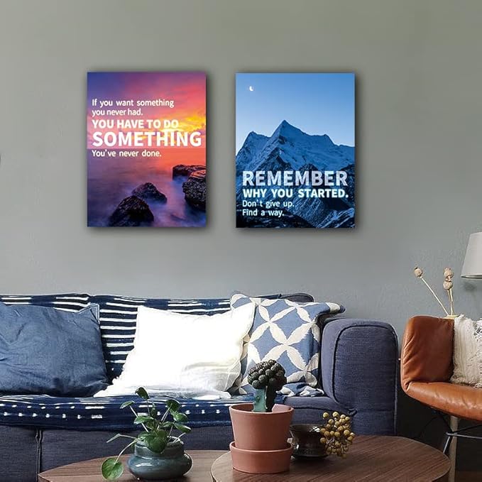 Landscape Canvas Wall Art，Motivational Wall Art Decoration Painting .Suitable forGym, Library, Office, Living Room and Home Deco,Tabletop/Hanging(29x38cm) Framed 2