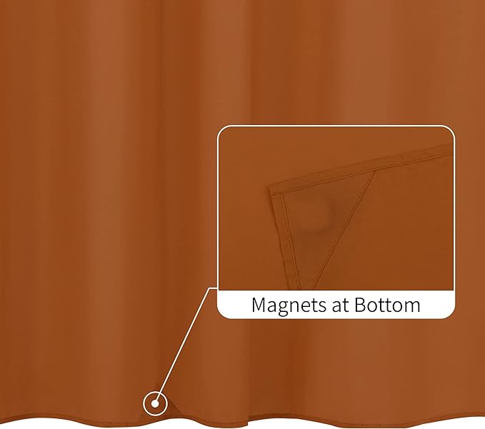 ALYVIA SPRING Stall Fabric Shower Curtain Liner Waterproof - Soft & Lightweight Small Shower Curtain with Magnets for Narrow Stall Size, Machine Washable - 36x72, Burnt Orange