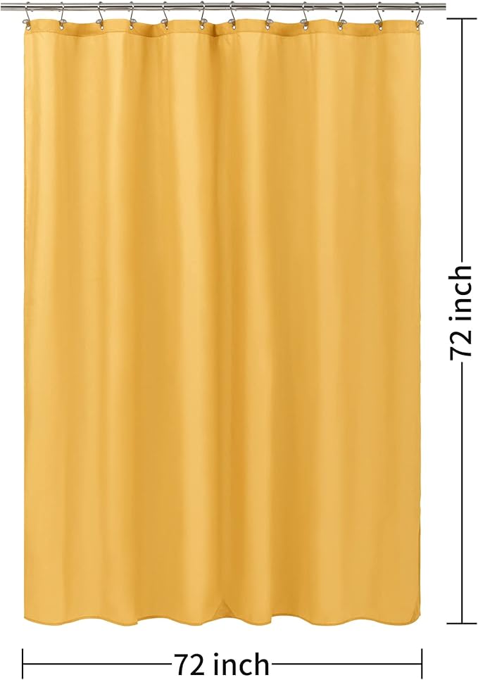 ALYVIA SPRING Yellow Shower Curtain or Liner with 3 Magnets - Soft Hotel Quality Fabric Shower Curtain for Bathroom, Light-Weight & Machine Washable - Standard Size 72x72, Mustard Yellow