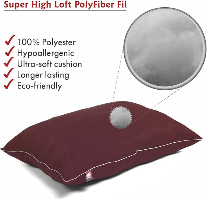 Majestic Pet Rectangle Medium Dog Bed Washable – Non Slip Comfy Pet Bed – Super Value Crate Pet Pillow – Puppy Kennel for Sleeping - Medium Breed 35 x 28 Inch – Solid Burgundy