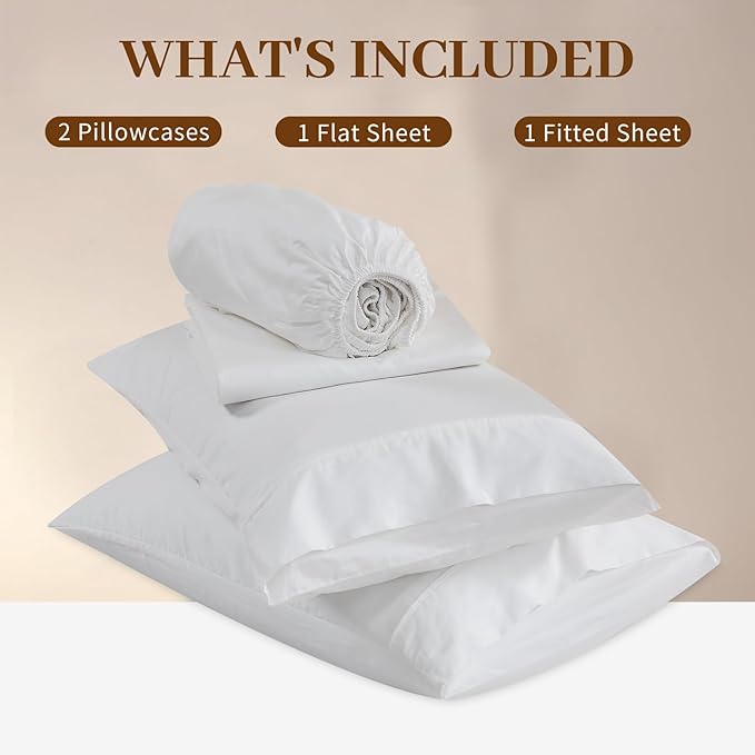 Bedlifes Deep Pocket Sheets 18-24 Inch, California King Size Egyptian Cotton 1000 Thread Count, 4-Piece - Fits Extra Thick Mattresses, Cooling & Breathable (White)