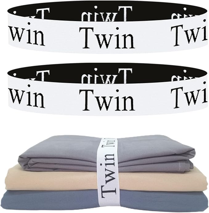 2 Pieces Bed Sheet Organizer Bands, Sheet Organizers and Storage Label Bands, Sheet Label for Bedding, Sheets Organizer for Closet,Sheet Keepers Linen Labels Bedding Bands (2Pcs Twin)
