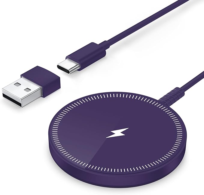 Magnetic Wireless Charger for 16/15/14/13/12 Series & Pro 4-2, Daul Ports, Case-Friendly, Ultra-Slim & Compact for Desk Travel Nightstand